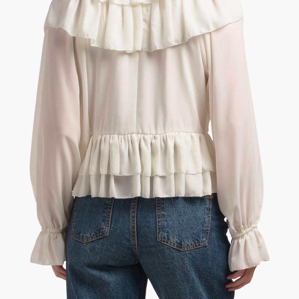 Torn by Ronny Kobo Ruffled V-Neck Blouse - Cream - Picture 2 of 2